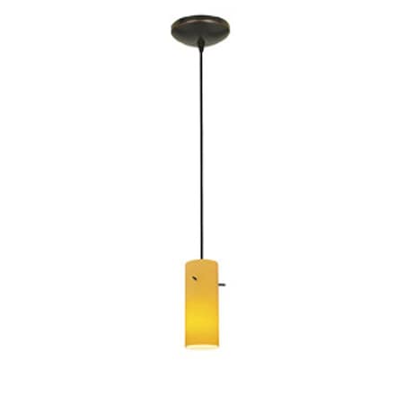 Access Lighting Cylinder, Pendant, Oil Rubbed Bronze Finish, Amber Glass 28030-1C-ORB/AMB